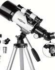 HEXEUM 70mm Aperture 500mm Telescope Astronomical Refractor Telescope AZ Mount With Fully Multicoated Optics Diagonal Mirror Cell Phone Adapter Carrying Case whiteTWWYJ001