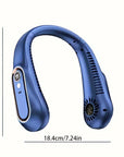 Portable bladeless neck fan with 5 adjustable wind speeds, USB rechargeable, perfect for outdoor activities, travel, and staying cool during hot weather. Wearable design with a sleek, bladeless style for comfort and convenience