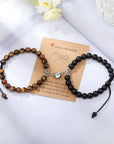 Natural Stone Beads Couple Magnetic Bracelets for Long Distance Relationship | Matching Love Energy & Healing Jewelry