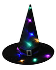 Witch hat with LED light Light-up witch hat for Halloween LED illuminated witch hat Glowing Halloween witch hat Witch costume accessory with lights LED witch hat for spooky night vibes Illuminated hat for witchy costumes Lighted Halloween witch hat for parties Glowing accessory for witch costumes LED light-up hat for Halloween festivities
