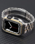 Premium Stainless Steel and Rubber Hybrid Watch Band - Durable & Stylish