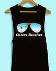 Aviator Bride Vibes 😎 | Beach Vibes - Bachelorette Beach Party Flowy Muscle Tank Tops