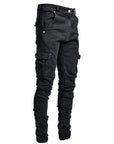 Acid wash utility cargo pants with stretch fabric, offering durability and comfort for everyday use.