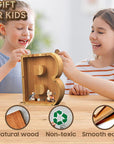 Twenty-Six Letter Wooden Piggy Bank Alphabet Piggy Bank Wooden Coin Bank with Letters Educational Piggy Bank Children's Wooden Savings Bank Personalized Wooden Money Box Alphabetical Coin Bank Kids' Educational Savings Bank Letter-shaped Piggy Bank Wooden Alphabet Money Jar