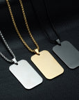 A stainless steel Classic Military Necklace featuring personalized dog tags, perfect for everyday wear or as a tactical accessory
