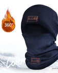 A close-up view of the Face Mask Neck Warmer Beanie made with polar fleece, showing the neck warmer and ski mask design. Perfect for cold weather activities.