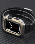 Premium Stainless Steel and Rubber Hybrid Watch Band - Durable & Stylish