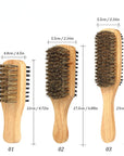 Wooden Boar Bristle Brush for Hair and Beard