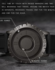 A sleek MagneticPointerWatch showcasing the IronBallWatch design with a bold, innovative style.
