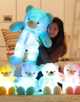 "A soft, cuddly teddy bear featuring LED lights that add a magical glow, perfect for a comforting nightlight