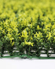 Yellow English artificial boxwood wall, UV resistant boxwood wall, Artificial boxwood panel in yellow, English boxwood wall decor, Yellow foliage wall panel, UV protected boxwood greenery, Indoor/outdoor boxwood wall, Yellow artificial hedge panel, Decorative UV resistant boxwood wall, Yellow boxwood backdrop.