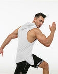 Men's Hooded Sleeveless Vest in GymStyle design, perfect for fitness and bodybuilding