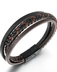 A handcrafted cattle leather bracelet displayed on a rustic background, emphasizing its nature-inspired, sustainable design.