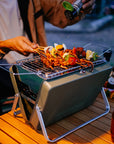 Portable Camping BBQ Folding Cooking Charcoal Coal Stainless Steel Grill