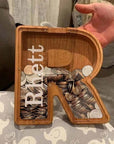 Twenty-Six Letter Wooden Piggy Bank Alphabet Piggy Bank Wooden Coin Bank with Letters Educational Piggy Bank Children's Wooden Savings Bank Personalized Wooden Money Box Alphabetical Coin Bank Kids' Educational Savings Bank Letter-shaped Piggy Bank Wooden Alphabet Money Jar