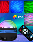 Aurora projector Sphere projector Aurora borealis light Relaxation ambiance Colorful mood lighting Ceiling light projector Magical atmosphere creator LED aurora effect Adjustable lighting settings Home relaxation device