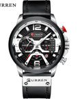 Military Leather Chronograph Wristwatch | Tactical and Durable Timepiece