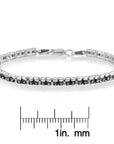 Black Rhodium over .925 Sterling Silver 1.0 Cttw Rose Cut Diamond Double-Link 7" Tennis Bracelet (Blue Color, I1-I2 Clarity)