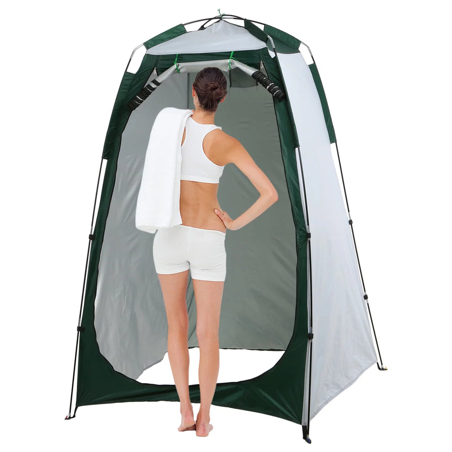 Portable Shower Tent with Drain – Privacy tent for camping, featuring a durable design with a window for ventilation.
