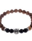 Owl frosted stone lifeline wood grain bracelet