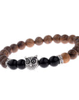 Owl frosted stone lifeline wood grain bracelet