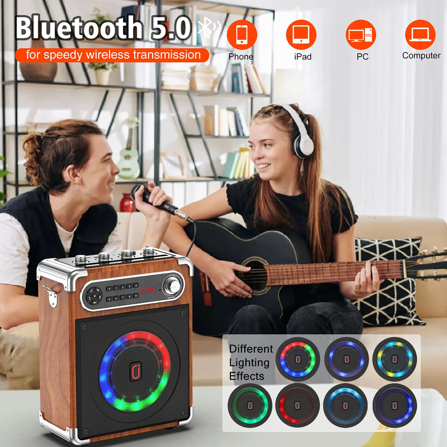 -S55 Singing Karaoke Machine, Bluetooth Speaker with 2 Karaoke Microphones, Home Karaoke System, FM Radio