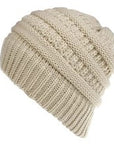 Mixed Color Knitted Wool Hat Ladies Non-labeled Ponytail Hat