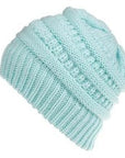 Mixed Color Knitted Wool Hat Ladies Non-labeled Ponytail Hat