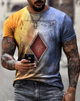 Playing Card Printing Men's T-Shirt Top