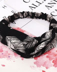 Women Retro Style Hairband floral Print Headband Cross