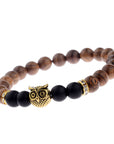 Owl frosted stone lifeline wood grain bracelet