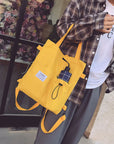 Harajuku Canvas Bags Students Handbag With Pockets Preppy Buckpack Shoulder Bag For Women