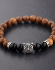 Owl frosted stone lifeline wood grain bracelet