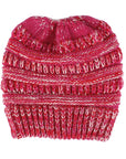 Mixed Color Knitted Wool Hat Ladies Non-labeled Ponytail Hat