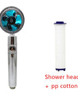 Shower Head Water Saving Flow 360 Degrees Rotating With Small Fan ABS Rain High Pressure Spray Nozzle Bathroom Accessories