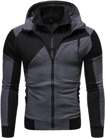 Hoodies for Men,Men'S Hoodies Colorblock Novelty Workout Sport Hooded Sweatshirt Athletic Zip up Jackets Outwear Coats