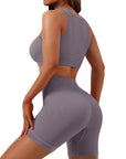 Women 2 Piece Outfits Workout Set Seamless Sport Butt Lifting Shorts Gym Yoga Booty Short Crop Tank Top Tracksuit