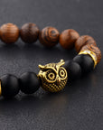 Owl frosted stone lifeline wood grain bracelet