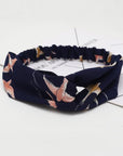 Women Retro Style Hairband floral Print Headband Cross