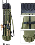 Fishing Pole Bag with Rod Holder Fishing Rod Bag Carrier Case 5 Poles Waterproof Travel Case Fishing Tackle Box