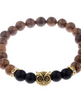 Owl frosted stone lifeline wood grain bracelet