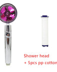 Shower Head Water Saving Flow 360 Degrees Rotating With Small Fan ABS Rain High Pressure Spray Nozzle Bathroom Accessories