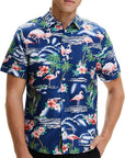 Pack Hawaiian Shirt for Men Flamingo Short Sleeve Casual Button down Shirts Summer Beach Shirt