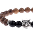 Owl frosted stone lifeline wood grain bracelet