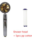 Shower Head Water Saving Flow 360 Degrees Rotating With Small Fan ABS Rain High Pressure Spray Nozzle Bathroom Accessories