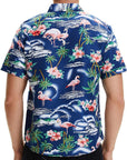 Pack Hawaiian Shirt for Men Flamingo Short Sleeve Casual Button down Shirts Summer Beach Shirt