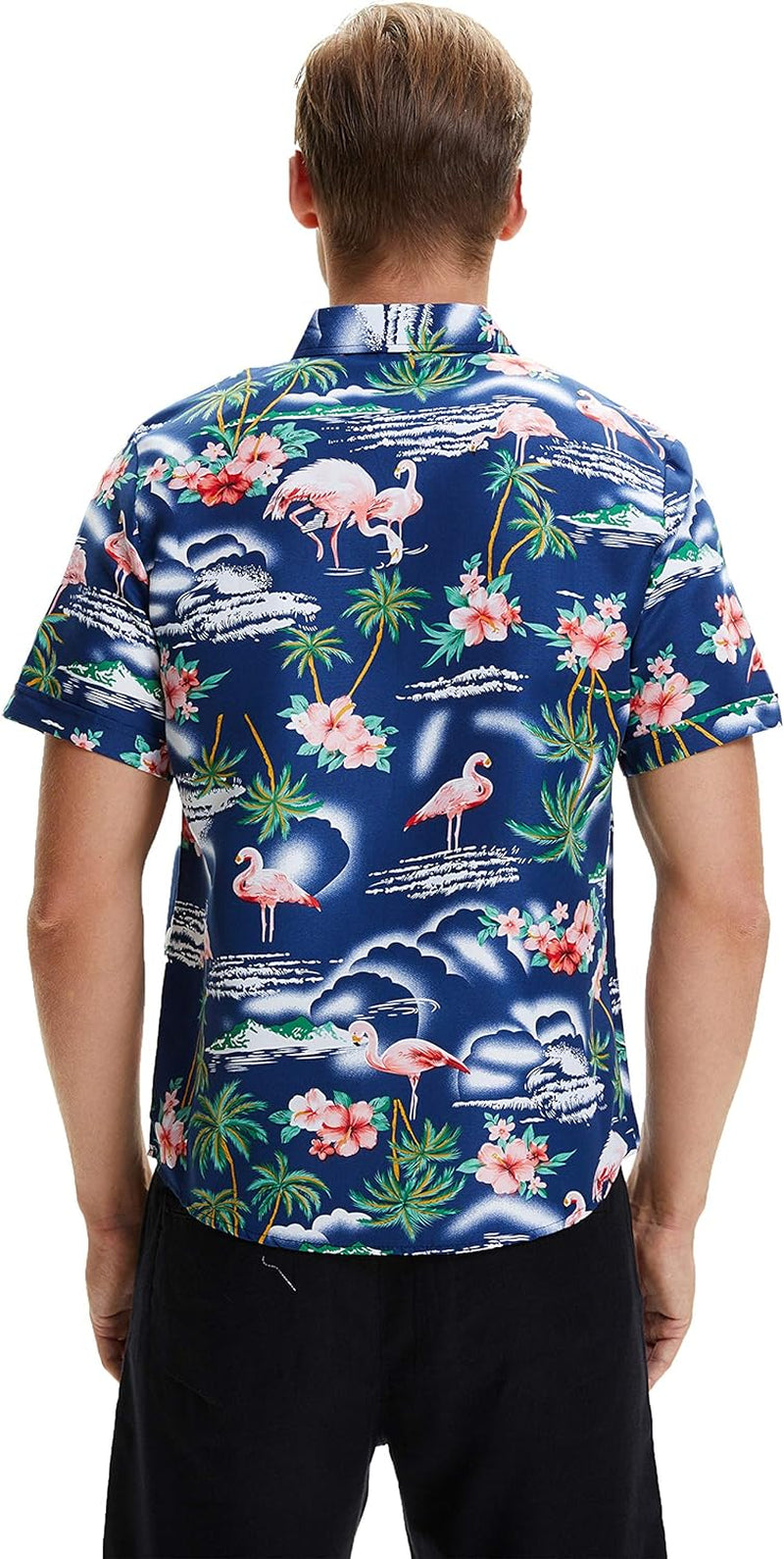 Pack Hawaiian Shirt for Men Flamingo Short Sleeve Casual Button down Shirts Summer Beach Shirt