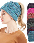 Mixed Color Knitted Wool Hat Ladies Non-labeled Ponytail Hat