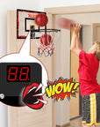 Basketball Hoop Indoor, LED Light Mini Basketball Hoops with 2 Balls & Electronic Scoreboard, over the Door Basketball Hoop