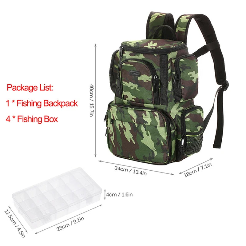 Lixada Fishing Backpack Waterproof Fishing Lures Reel Bag Adjustable Straps Fish Tackle Storage Bag +Fishing Tackle Boxes